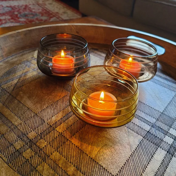 Mikasa Enchanted Forest votive candle holder set of 3