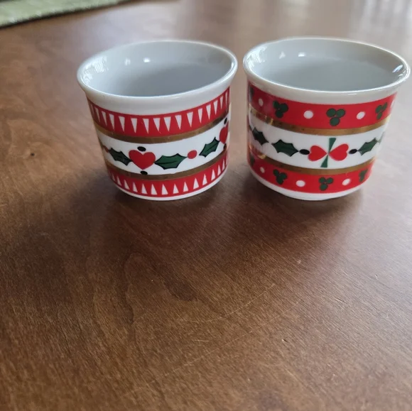 Pair Of 80s Christmas Votive Candle Holders