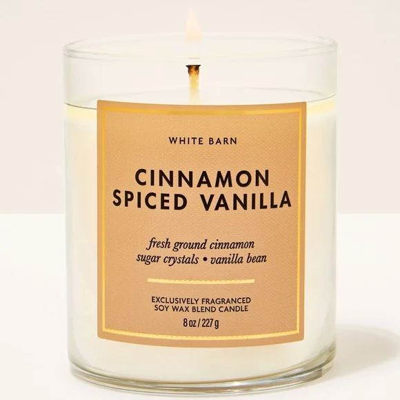 Bath Body Works White Barn Cinnamon Spiced Vanilla Single Wick Candle 8oz NEW