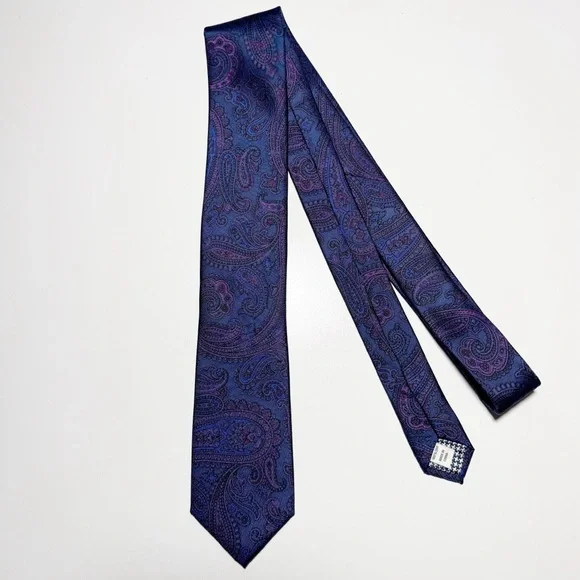 Jos. A Bank 1905 Blue Purple Paisley Silk Tie