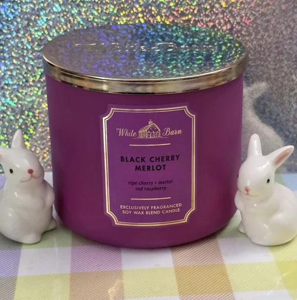 Bath & Body Works White Barn Black Cherry Merlot 3-Wick Candle NEW RARE