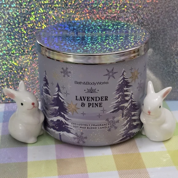 Bath & Body Works Lavender & Pine 3-Wick Candle NEW RARE / Safe Shipping
