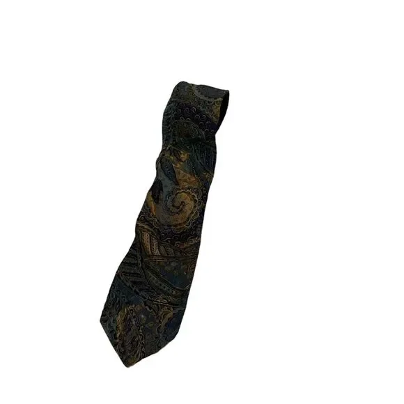 Havana Fashion Tie Rack Paisley Blue Green Viscose Mens Neck Tie Career