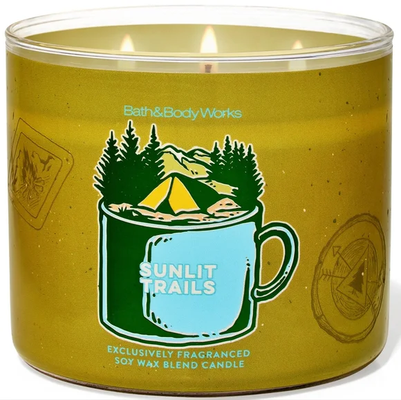 Bath & Body Works Sunlit Trails 3-Wick Candle NEW RARE / Safe Shipping