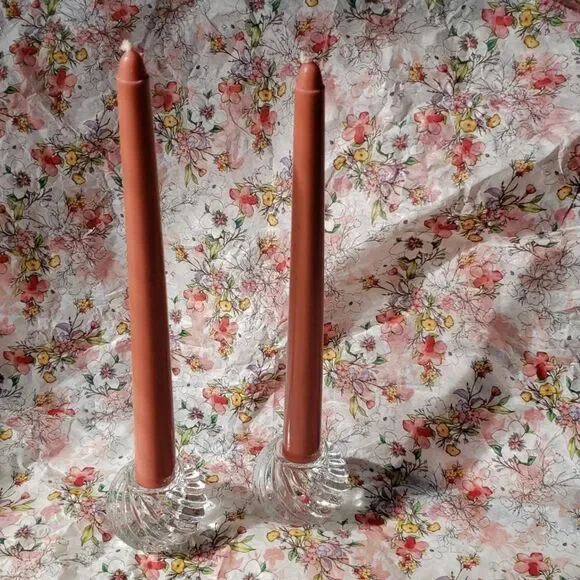 set of glass taper-candles & glass holders