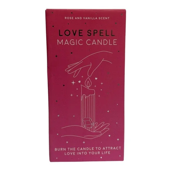 Love Spell Magic Candle with Rose Quartz Crystal Spell Guide NIB Rose Vanilla