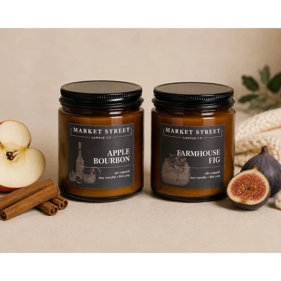 Market Street Candle Co. Amber Twist Collection Soy Candle Set