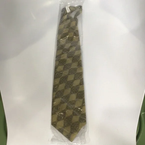 Fabiancouture vintage retro neck tie men's one size black tan gold‎