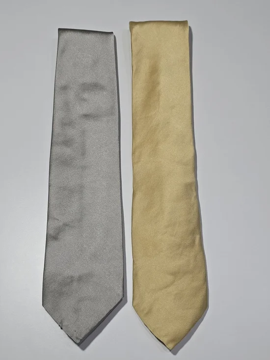 Brioni Ermenegildo Zegna Silk Tie Lot of 2 Gold Yellow Silver Grey Made in Italy