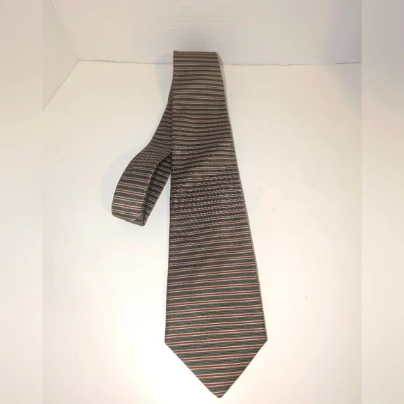 Brooks Brothers‎ Makers Silk Tie Khaki/Red/Gold Striped Pattern