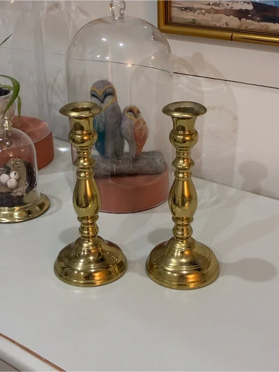 Vintage Solid Brass Candlesticks - Heavy 9