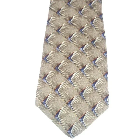 Bill Blass Designer 100% Silk Necktie Earthtones Geometric Design