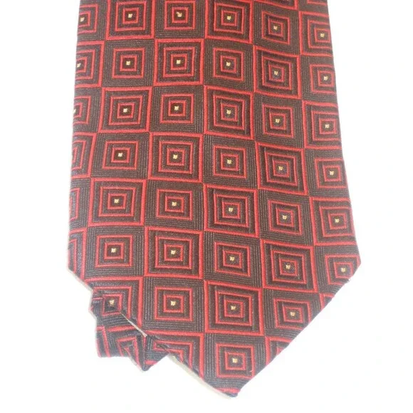 Tesoro Rosso 100% Blue Silk Geometric Design Necktie
