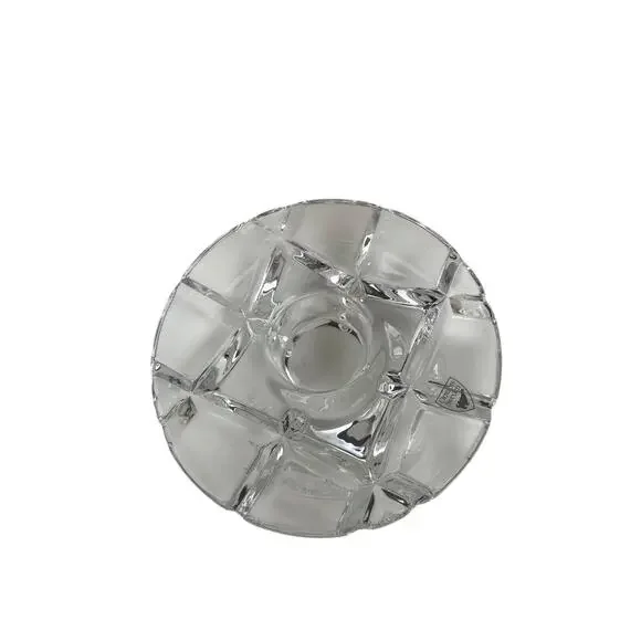 Orrefors Clear Tea Light Candle Holder Crystal Glass Round Abstract Hand Blown