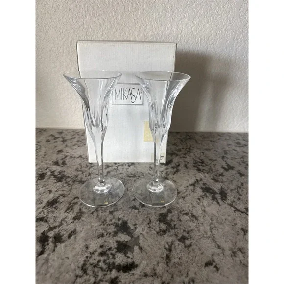 Mikasa Flame D'amore Crystal Pair Of Candlesticks 8
