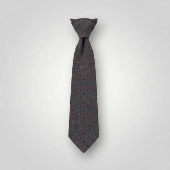 Nina Ricci Paris Vintage Necktie Men Grey Red Blue Silk Abstract Floral Luxury
