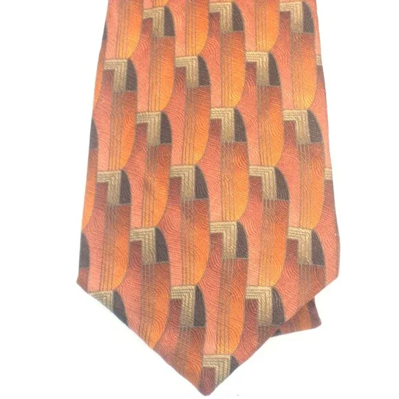 NWOT Pravata  Gray/Bronze 100% Silk Abstract Design Necktie