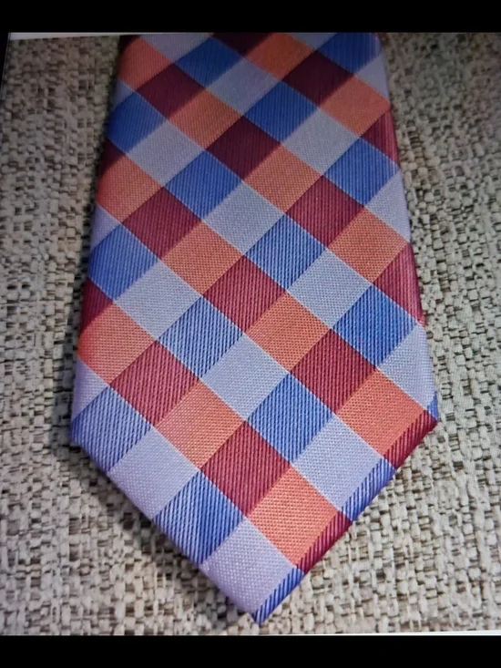 Nautica Plaid Tie in Orange, Blue & Purple Hues