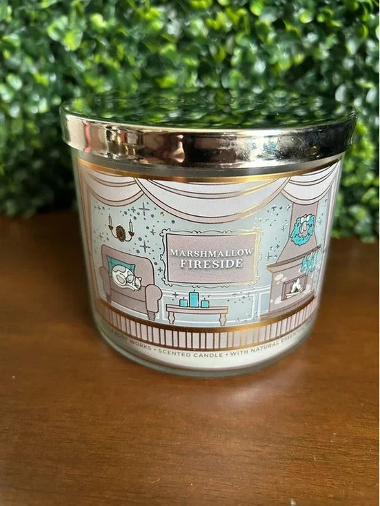 Bath & Body Works Marshmallow Fireside 3-Wick Candle 14.5 oz Unburned BBW