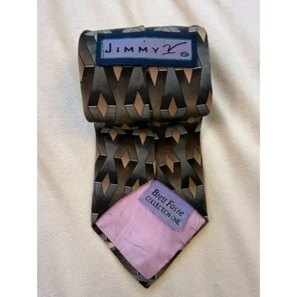 Jimmy Z Brett Favre Collection One Vintage Silk Tie Geometric Abstract 90s