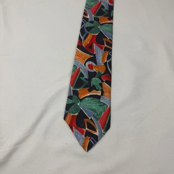 Countess Mara Necktie Mens 57x3.75Multicolor Abstract Geometric Silk Hand Tailor