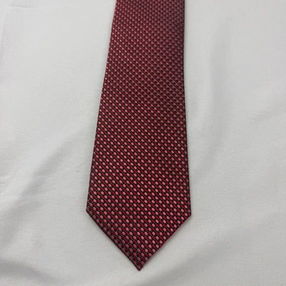 Donald J Trump Necktie Mens 60x3.25Red Silk Signature Collection Geometric Check