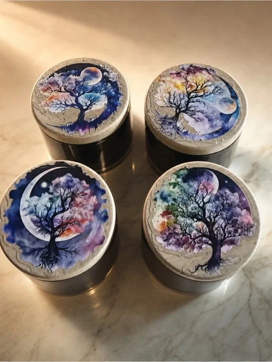 Mystic Tree of Life 4oz Scented Soy Candle-Blackberry Vanilla Artisanal Moon Art