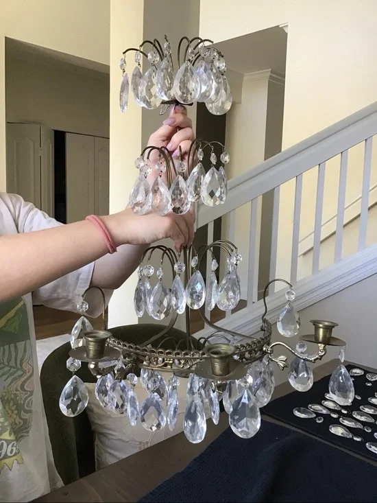 Vintage Neoclassical-style brass glass teardrop/pear wall sconces-2