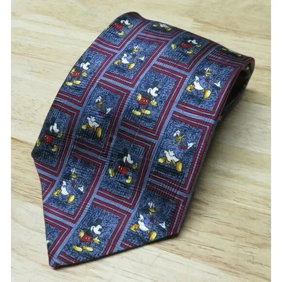 Mickey‎ & Co Atlas Design Gothernsburg Sweden Silk Necktie Tie Italy Donald Duck