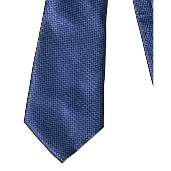 Adulove Blue Textured Embroidered Geometric  Tie