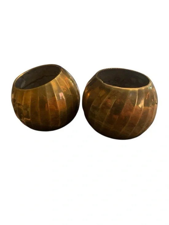 Vintage Brass Orb Candle Holders MCM Set‎ Of 2 Made In India