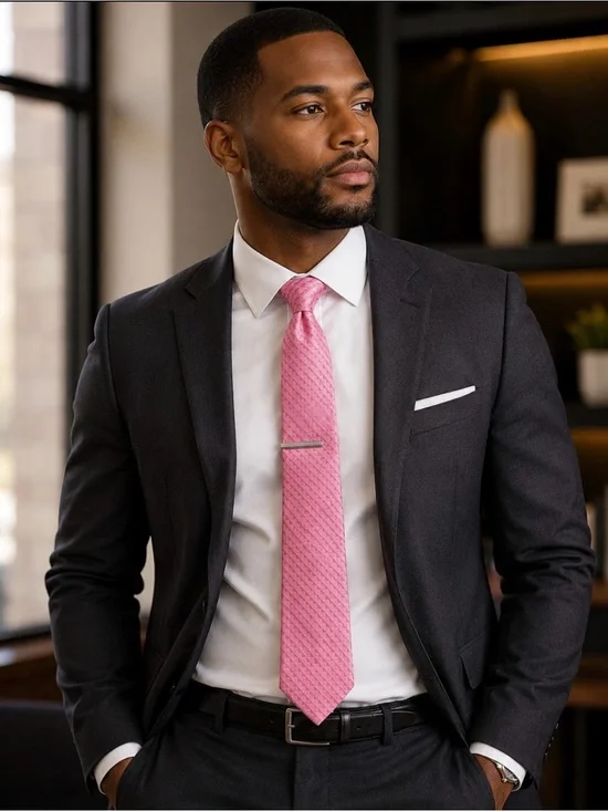 Michael Kors Pink Geometric Silk Tie