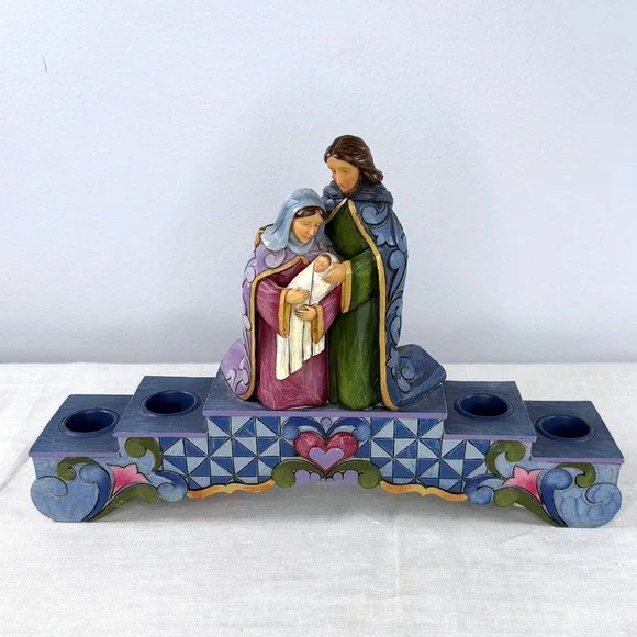Jim Shore Heartwood Creek Nativity Holy Family 4 Candle Holder 2011 NO BOX