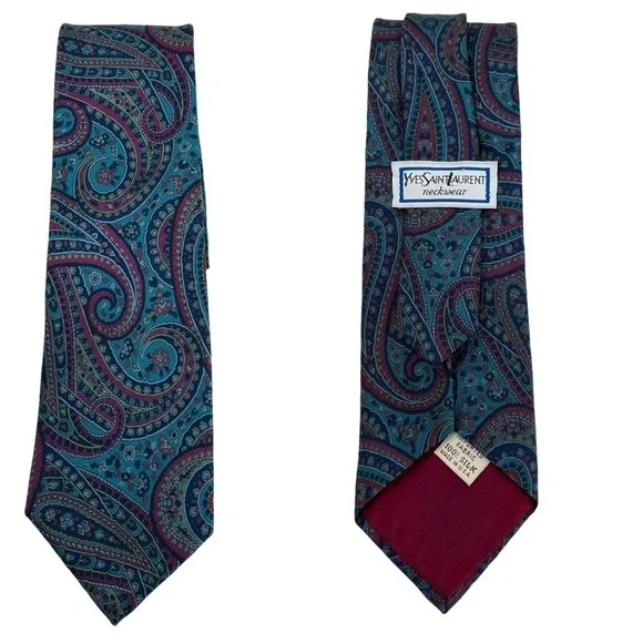 YVES SAINT LAURENT ! Men’s Vintage Silk Paisley Necktie
