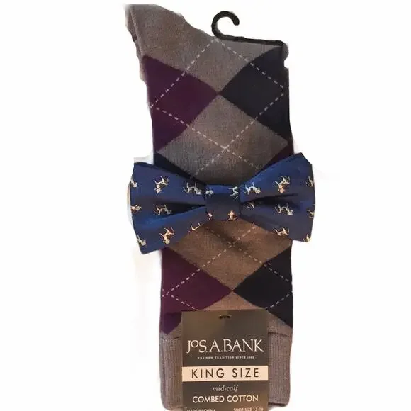 Jos. A. Bank Cow Bow Tie and Argyle Socks Gift Set