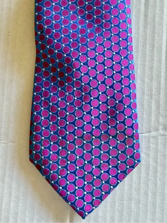 Ted Baker London Magenta Blue circle geometric jacquard Silk tie