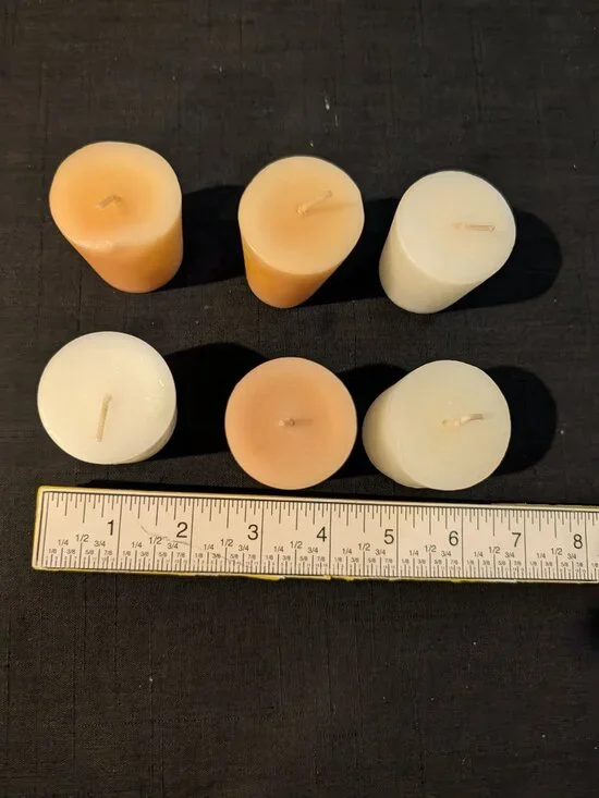 Lot of 6 Unscented Votive Candles – Peach Orange & Cream White