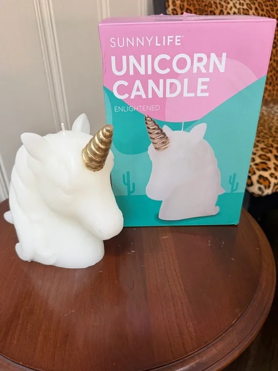 White and Gold Unicorn Candle - New in Box Decorative Home Accent