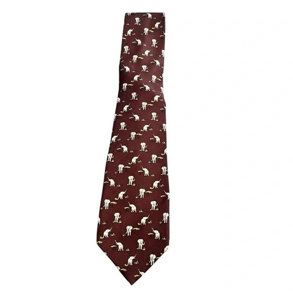 Brooks Brothers Brown Silk Novelty Print Elephant Tie