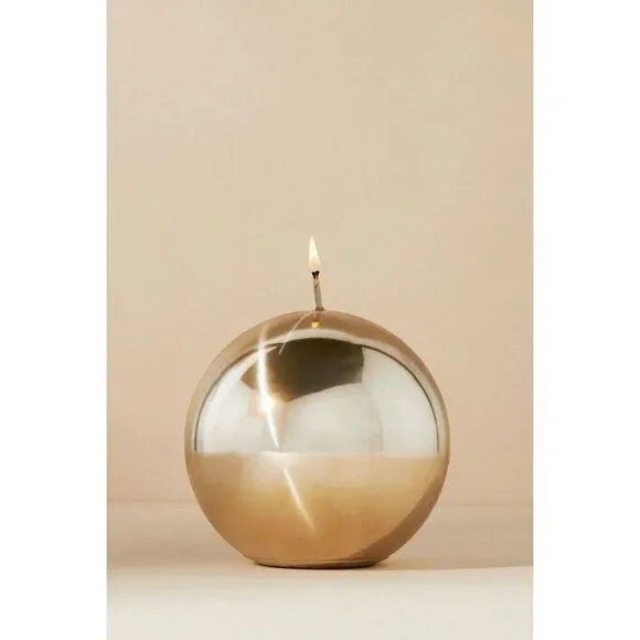 Anthropologie Metallic Sphere Candle Gold Large