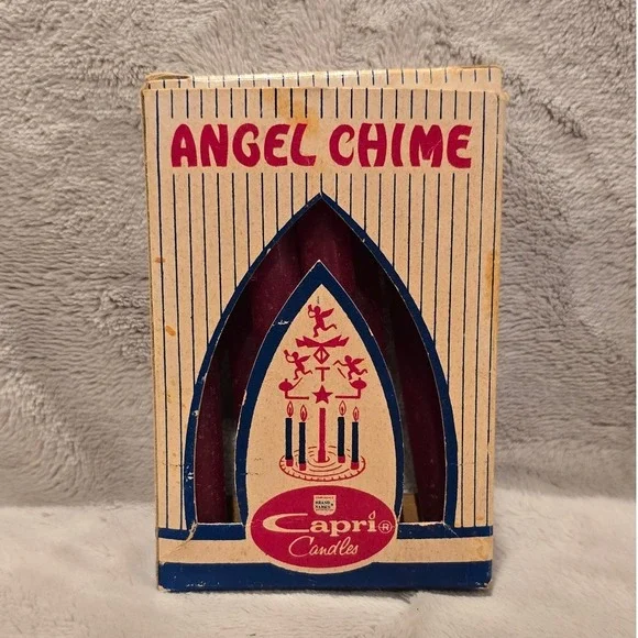 Vintage Capri Candles Angel Chime Red‎ Taper Candles Box NO 5034