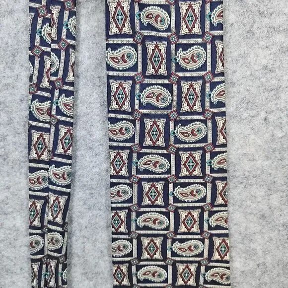Wembley Necktie‎ Paisley Squares Print 100% Silk Geometric 4