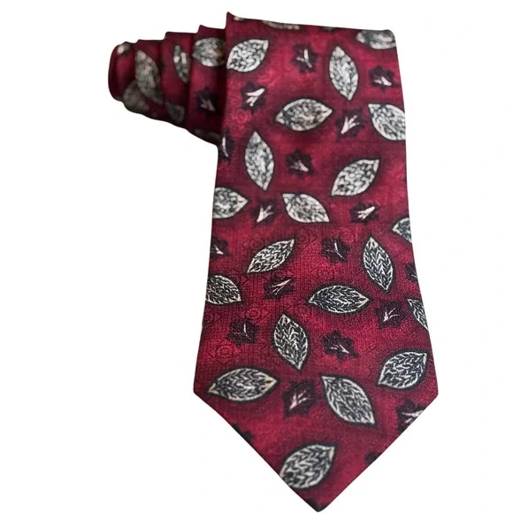 Robert Talbott Best of Class Guffey's‎ Red Leaf Silk Tie Necktie Mens Vintage