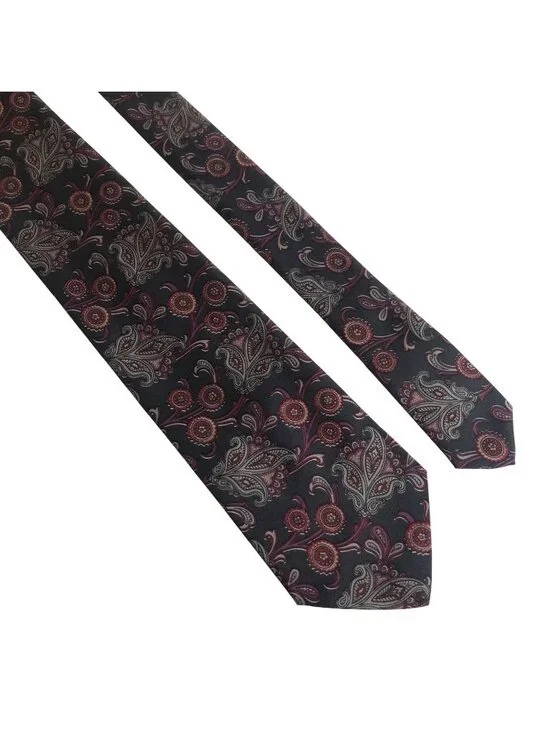Antonio Calafatano Italian Style Tie Black Paisley Mens Necktie Office Formal