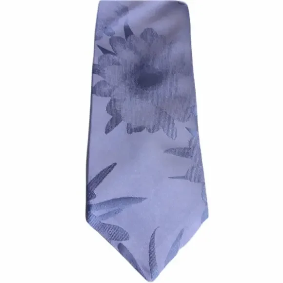 DKNY Blue Lavender Floral 100% Silk Tie