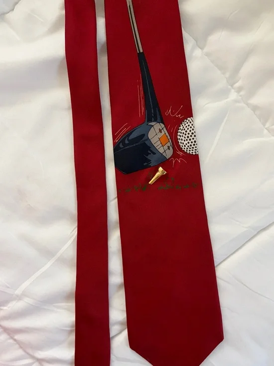 Vicky Davis Red Golf Driver Print Men's Tie