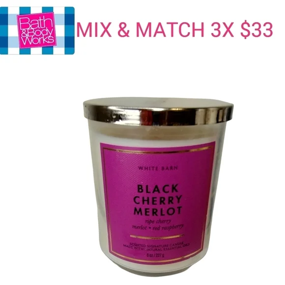BLACK CHERRY MERLOT Bath and Body Works Single‎ Wick Candle SALE 3x $33