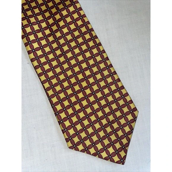 Brooks Brothers Makers Men’s Dress Tie Size 56” Yellow Geometric Business Formal