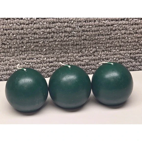 PartyLite Pineberry 2 Inch Ball‎ Candles Forest Green Set of 3 Q23591 Portugal