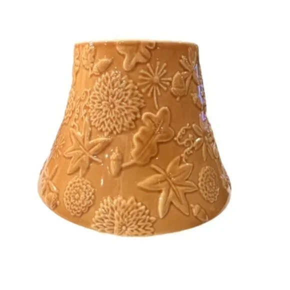 Hallmark CANDLE FALL Ceramic Shade Topper Leaves Acorns Autumn Mums THANKSGIVING